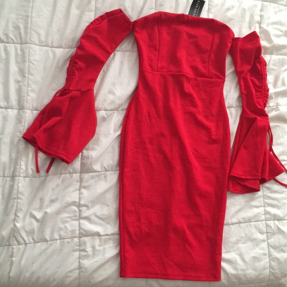 Red flutter sleeve Mini Dress